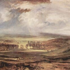 J.M.W. Turner Oil Painting – Raby Castle, Residence of the Earl of Darlington, 1818, Romantic Landscape