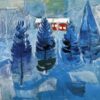 Red House and Spruces by Edvard Munch – 1927 Expressionist Landscape Oil Painting Reproduction