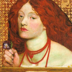 Victorian Romanticism Portrait – Regina Cordium by Dante Gabriel Rossetti (1860) – Hand-Painted Oil on Canvas