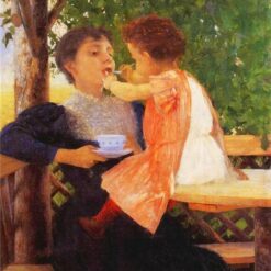 Realism Genre: Reversal of Roles by Georgios Jakobides – Oil Reproduction on Canvas (1892)