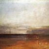 J.M.W. Turner Oil Painting – Rocky Bay with Figures, c.1830, Romantic Marina Scene