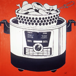 Roy Lichtenstein 'Roto Broil' Pop Art Oil Painting – Customizable Canvas Art for Modern Interiors