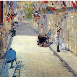 Oil Painting Inspired by Edouard Manet’s Rue Mosnier Decorated with Flags – Cityscape Art on Canvas