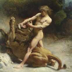 Léon Bonnat’s Samson’s Youth – Hand-Painted Oil Reproduction of 19th Century Religious Art