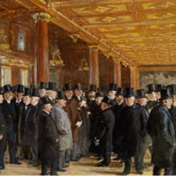 From the Copenhagen Stock Exchange by Peder Severin Kroyer – 1895 Realist Genre Painting Reproduction