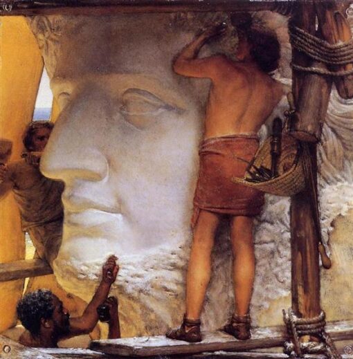 Sculptors in Ancient Rome – Romantic Genre Painting by Sir Lawrence Alma-Tadema (1877)