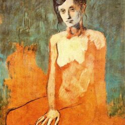 Post-Impressionist Nude Painting Inspired by Pablo Picasso – 'Seated Female Nude' (1905) Oil on Cardboard