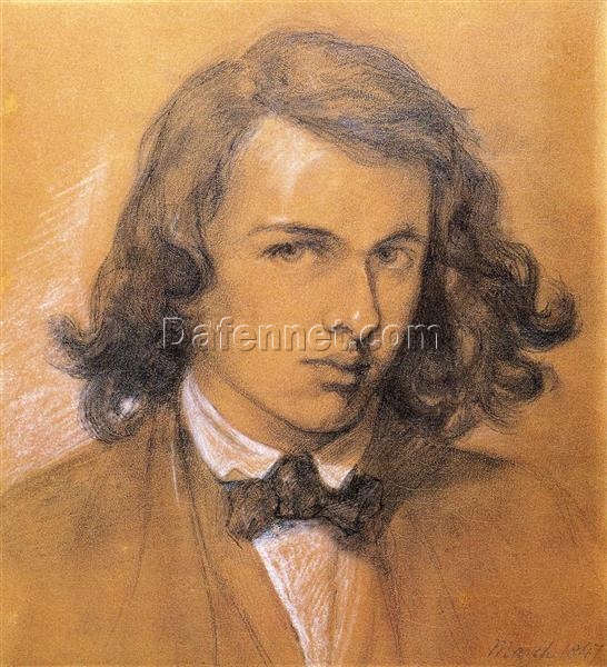 Self-Portrait” by Dante Gabriel Rossetti – 1847 Pen Drawing, Romantic Era