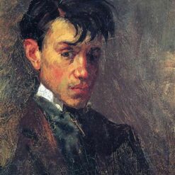 Inspired by Picasso: Self-Portrait – 1896 Early Years Realist Oil on Canvas