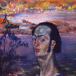 Self-Portrait with Raphaelesque Neck – Post-Impressionism Inspired by Salvador Dali, Oil on Canvas