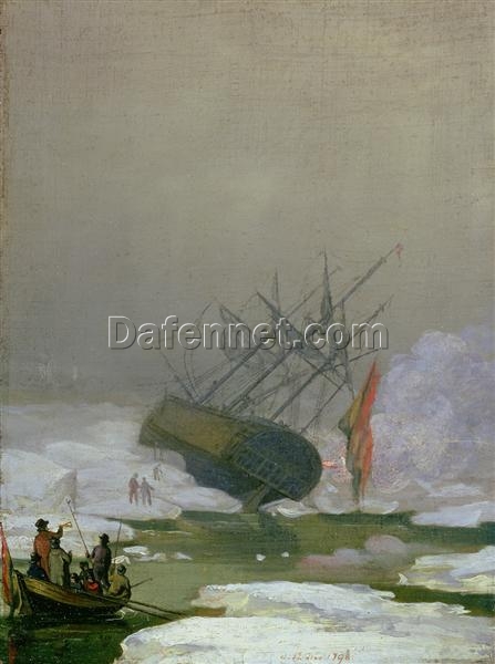 Romantic Marina Oil Painting Ship in the Arctic Ocean by Caspar David Friedrich (1798) – Majestic Arctic Seascape Art for Living Room and Office Decor