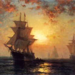 Impressionist Marina Masterpiece – Ships at Night by Edward Moran, High-Quality Replica