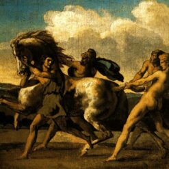 Théodore Géricault Slaves Stopping a Horse – Study for The Race of the Barbarian Horses, Romanticism Oil Reproduction on Canvas
