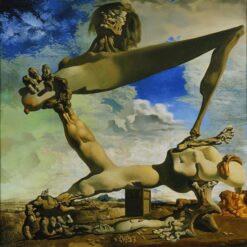 Surrealist Allegorical Painting Inspired by Salvador Dali's "Soft Construction with Boiled Beans" – Emotional and Thought-Provoking Art