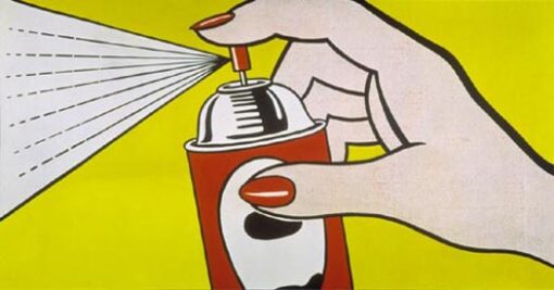 Oleo Pop Art Inspirado en Spray de Roy Lichtenstein - Lienzo Personalizable para Paredes Contemporáneas