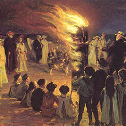 St John's Eve Bonfire on Skagen's Beach by Peder Severin Kroyer – 1906 Realist Genre Painting Reproduction