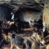 John Singer Sargent 'Stable at Cuenca' Impressionist Animal Painting – Fine Art Reproduction on Canvas