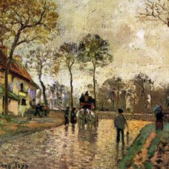 Stagecoach to Louveciennes" by Camille Pissarro – 1870 Impressionist Landscape Painting