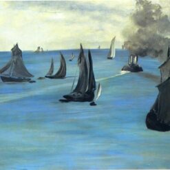 Steamboat Leaving Boulogne – Inspired by Edouard Manet (1864) Realist Marina Oil Painting