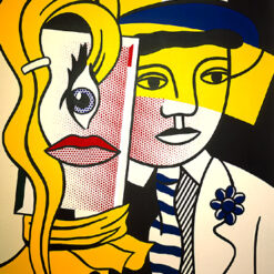 Stepping Out – Pop Art Portrait Oil Painting Inspired by Roy Lichtenstein, Magna on Canvas
