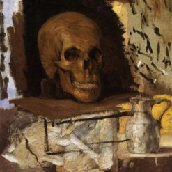 Skull and Waterjug Still Life" – Paul Cézanne, Circa 1870 | Iconic Impressionist Vanitas Painting