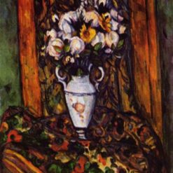 Vase with Flowers" by Paul Cézanne | 1903 Post-Impressionist Still Life | Oil on Canvas