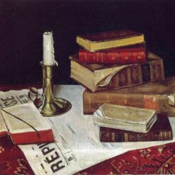 Henri Matisse Inspired Realist Still Life – 'Still Life with Books and Candle' (1890) – Hand-Painted Oil on Canvas