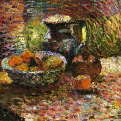 Custom Oil Painting Inspired by Henri Matisse – 'Still Life with Pitcher and Fruit' (c.1898) – Neo-Impressionist Still Life on Canvas
