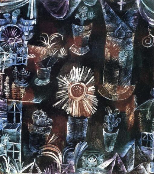 Expressionist Still Life Painting Still Life with Thistle Bloom by Paul Klee (1919) – Early Works Oil Art for Home and Office Decor