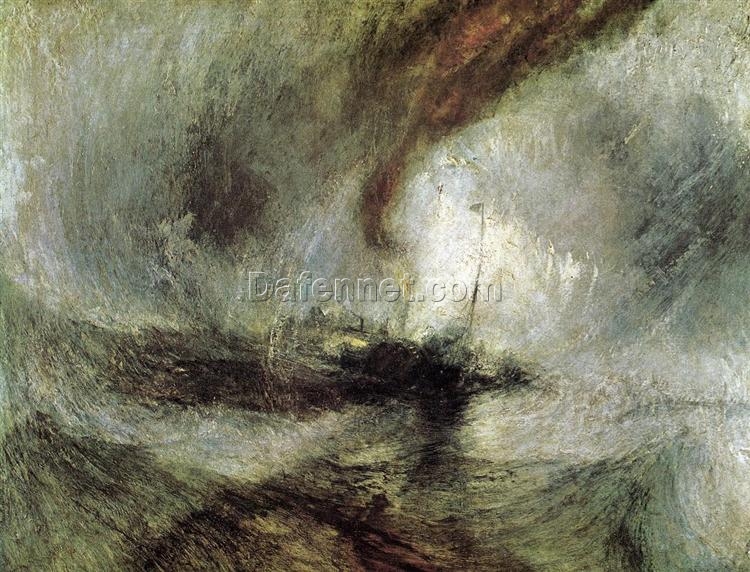 J.M.W. Turner Oil Painting – Snow Storm, Steamboat off a Harbour’s Mouth, c.1842, Romantic Marina Scene
