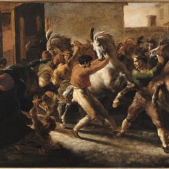 Study for the Race of the Barbarian Horses by Théodore Géricault – Romanticism Oil Sketch Reproduction on Canvas