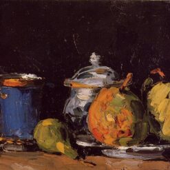 Sugar Bowl, Pears and Blue Cup" by Paul Cézanne – Masterful Romantic Still Life (c.1866)
