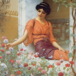 Summer Flowers by John William Godward | 1903 Neoclassical Oil Painting of Classical Beauty
