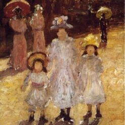 Sunday Morning, Paris by Maurice Prendergast – Impressionist Genre Painting in Oil on Panel (c.1892 - c.1894)