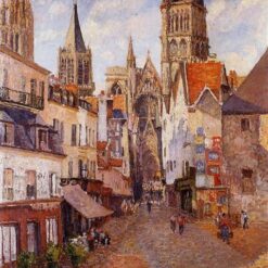 Sunlight, Afternoon, La Rue de l'Epicerie, Rouen" (1898) – Classic Pissarro City Scene in Oil
