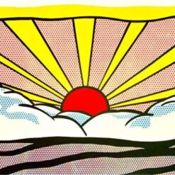 Roy Lichtenstein 'Sunrise' Pop Art Oil & Magna Painting – Customizable Landscape Canvas Art