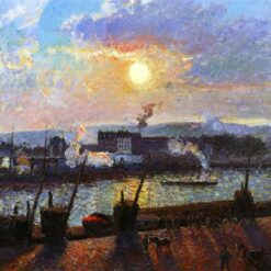 Rouen Sunset" (1898) – Impressionist Cityscape by Camille Pissarro in Oil