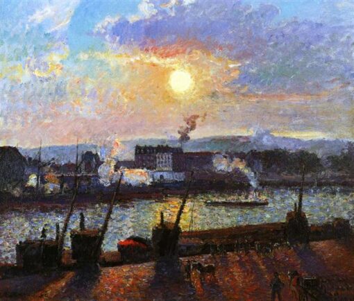 Rouen Sunset” (1898) – Impressionist Cityscape by Camille Pissarro in Oil