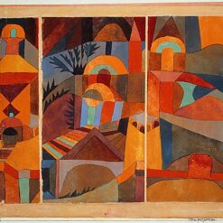 Temple Gardens by Paul Klee – 1920 Cubist Expressionist Landscape in Gouache & Ink