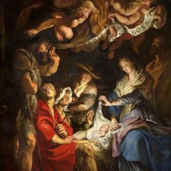 Adoration of the Shepherds – Rubens' 1608 Baroque Oil Painting on Canvas – Elegant Religious Artwork for Collectors