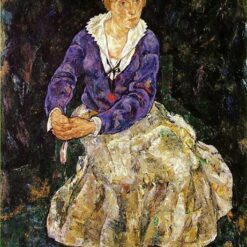 Egon Schiele The Artist's Wife Seated Oil Painting – Expressionist Portrait Artwork, 1918