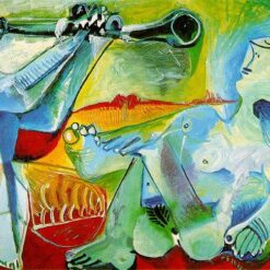 Surrealist Genre Painting Inspired by Picasso – 'The Aubade' (1965) Oil on Canvas