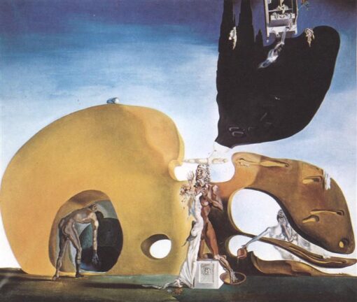 Die Geburt flüssiger Begierden – Surrealistisches, symbolisches Ölgemälde, inspiriert von Salvador Dalí