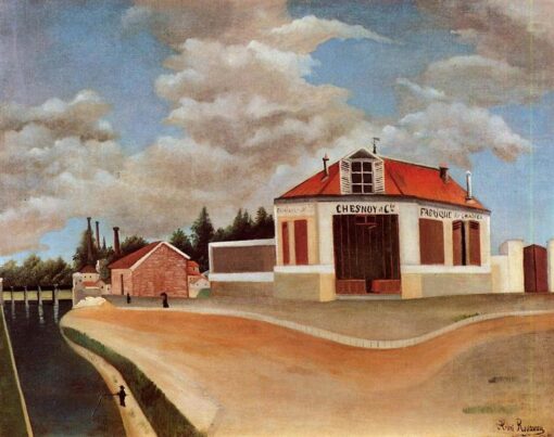 The Chair Factory at Alfortville by Henri Rousseau – 1897 Naïve Art Oil Painting Replica | Cityscape on Canvas