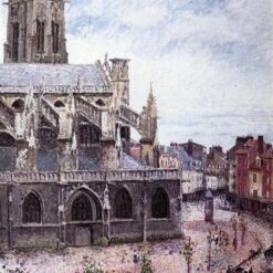 Camille Pissarro: The Church of Saint-Jacques, Dieppe in Rainy Weather (1901) - Impressionist Oil on Canvas