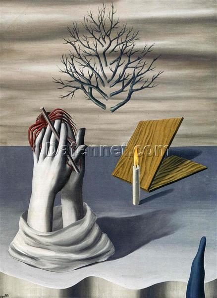 The Dawn of Cayenne Inspired by René Magritte – 1926 Surrealist Symbolic Oil Painting, Canvas (73×100 cm)