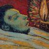 Post-Impressionist Genre Painting Inspired by Pablo Picasso – 'The Death of Casagemas' Oil on Wood