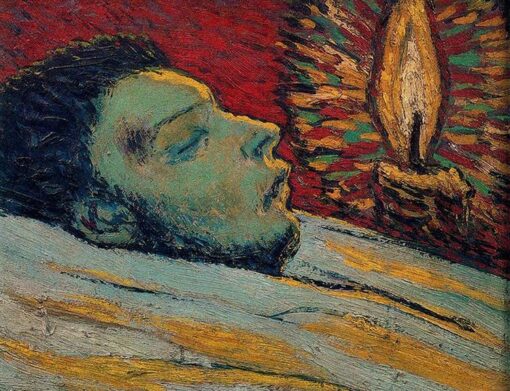 Postimpressionistisches Genregemälde nach dem Vorbild von Pablo Picasso - ‘Der Tod von Casagemas’ Öl auf Holz