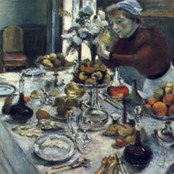 Henri Matisse Inspired Realist Genre Painting – 'The Dinner Table' (1896-1897) – Hand-Painted Oil on Canvas