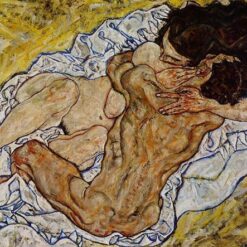 Egon Schiele The Embrace - 1917 Expressionist Oil Painting on Canvas, 98x169 cm